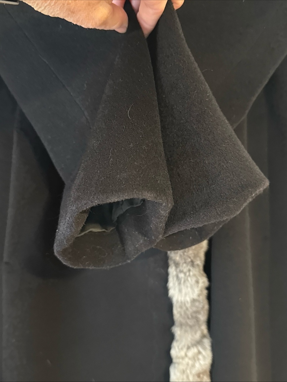 Cinzia Rocca Long Charcoal Wool Lined Coat Chinchilla Trimmed size 14 - Picture 6 of 11